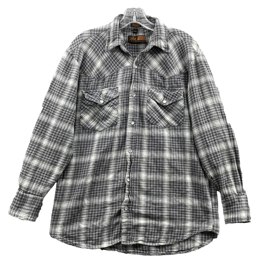 Canyon Guide Pearl Snap Flannel Shirt Men's Med Grunge Western Cowboy Gorp Rodeo
